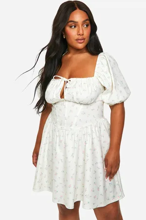 Boohoo Womens Plus Ditsy Milkmaid Skater Dress - - 18