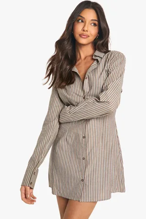 Boohoo Womens Cinched Waist Fitted Shirt Dress - - 14