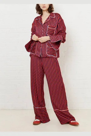 House of Holland Womens & Navy Stripe Pyjama Style Trousers - 14