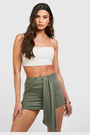 Boohoo Womens Linen Look Panelled Drape Mini Skirt - - 16