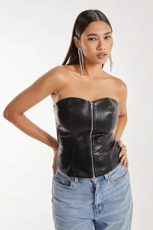 Pink Vanilla Womens Snake PU Lace Up Corset Top - - 10