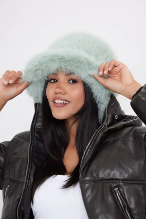 My Accessories Womens Fuzzy Fur Bucket Hat - - One Size