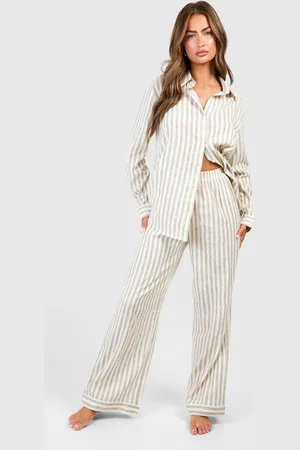Boohoo Womens Cotton Poplin Tonal Stripe Trousers - - 6
