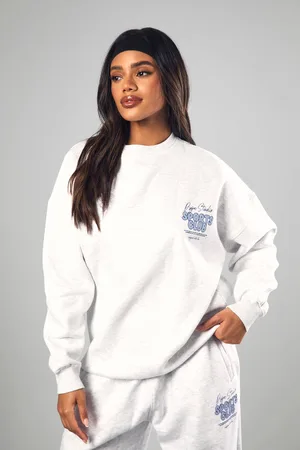 Boohoo Womens DSGN Studio Sports Bubble Slogan Oversized Sweatshirt - - XL