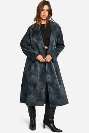 Boohoo Womens Vintage Look Faux Leather Trench Coat - - 12