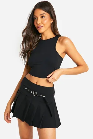 Boohoo Womens Buckle Detail Pleated Mini Skirt - - 16