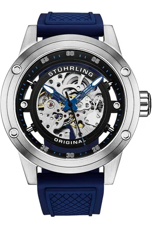 Stuhrling Grandiose 4034 Automatic Watch 50mm Skeleton Dial silicone strap - - One Size
