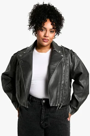 Boohoo Womens Plus Faux Leather Biker Jacket - - 16