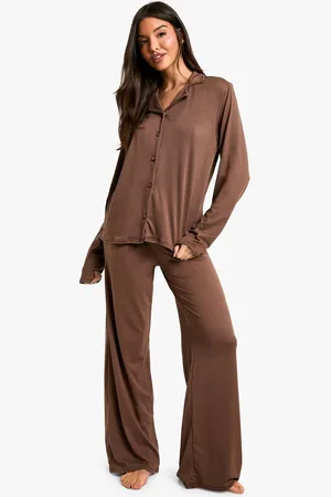 Boohoo Womens Soft Touch Long Sleeve Shirt & Trousers Pyjama Set - - 10