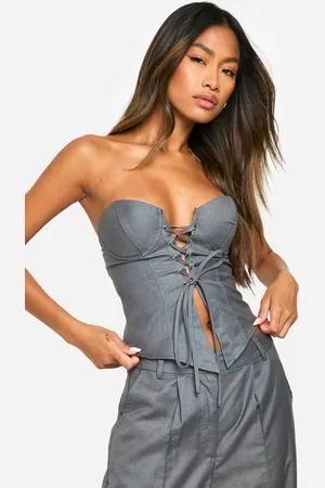 Boohoo Womens Lace Up Detail Bandeau Corset Top - - 14