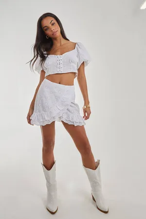 Pink Vanilla Womens Wrap Front Broderie Mini Skirt - - 6