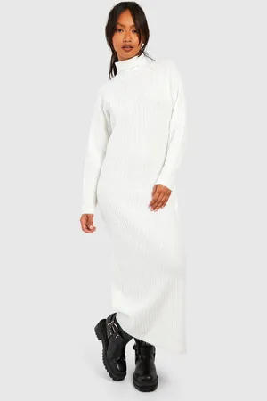 Boohoo Womens Soft Rib Knit Roll Neck Midaxi Jumper Dress - - 10