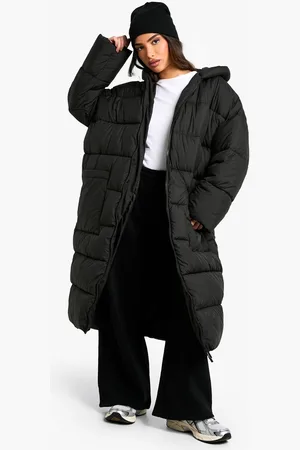 Boohoo Womens Petite Oversized Hooded Longline Puffer Coat - - 8