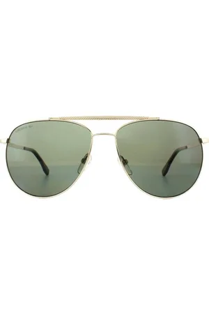 Lacoste Aviator Gold Dark Green Polarized L177SP Sunglasses - - One Size
