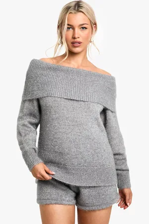 Boohoo Womens Glitter Knitted Bardot Top & Short Co-ord - - L