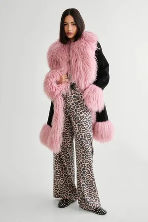 NASTY GAL Womens Limited Premium Real Suede And Fur Coat - - 6
