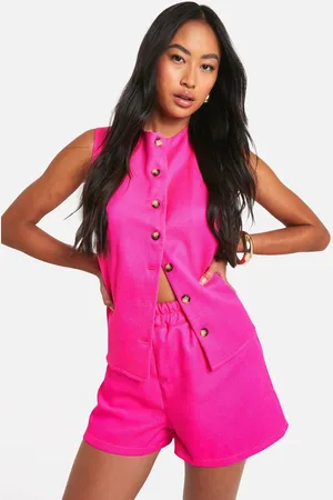Boohoo Womens Textured Linen Look Tie Back Waistcoat - - 14