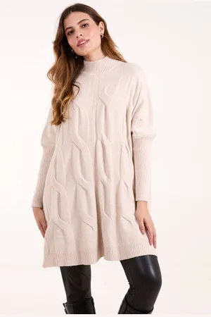 Blue Vanilla Womens Stand Neck Big Cable Jumper - - One Size