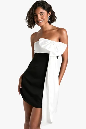 Boohoo Womens Tall Contrast Bow Bandeau Mini Dress - - 14