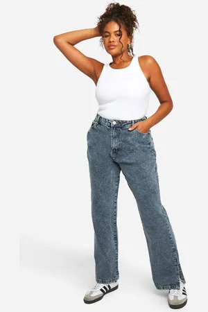 Boohoo Womens Plus Basics Split Hem Straight Leg Jeans - - 26