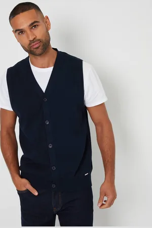 Threadbare Cotton Button Up Knitted Waistcoat - - S