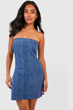 Boohoo Womens Petite Bandeau Denim Mini Dress - - 8