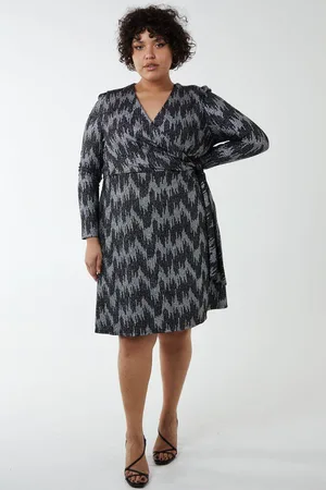 Blue Vanilla Womens Curve Fixed Wrap Skater Dress With Tie - - 22