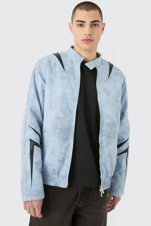 Boohoo Regular Fit Washed Faux Suede Moto Jacket - - XS