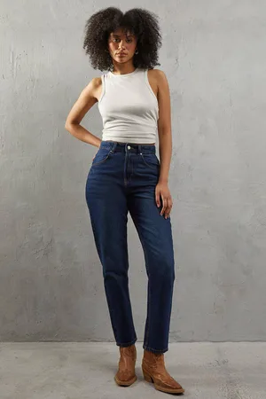 warehouse Womens High Rise Straight Leg Denim Jean - - 8