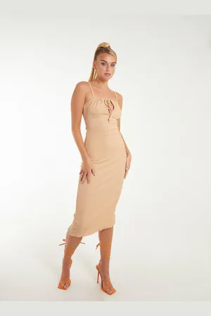 Pink Vanilla Womens Crinkle Tie Midi Dress - - 8