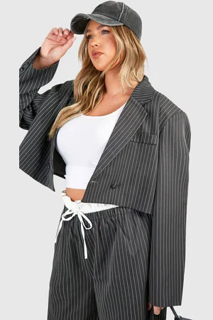 Boohoo Womens Plus Stripe Cropped Blazer - - 20