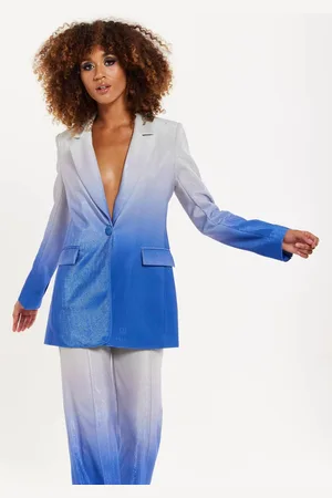 House of Holland Womens Ombre Shimmer Blazer In Blue And Silver - - 8