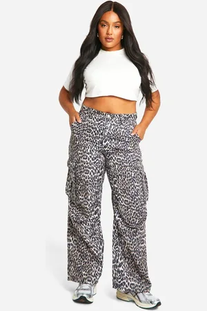 Boohoo Womens Plus Washed Leopard Cargo Trouser - - 18