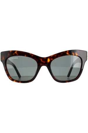 Balenciaga Womens Cat Eye Dark Havana and Gold Green Grey BB0132S - - One Size