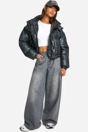 Boohoo Womens Distressed Look Puffer Jacket - - 16