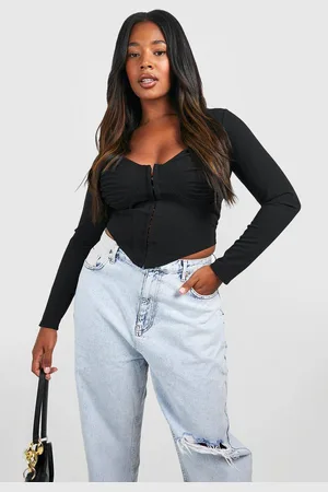 Boohoo Womens Plus Ruched Detail Hook And Eye Corset Top - - 28