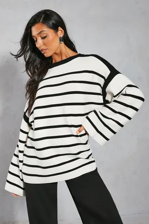 MissPap Womens Premium Oversized Knitted Stripe Jumper - - L
