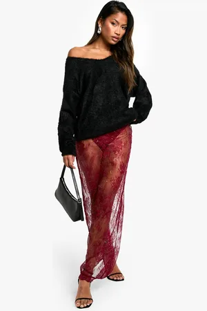 Boohoo Womens Sequin Lace Maxi Skirt - - 12