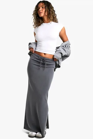 Boohoo Womens Premium Cupro Drawstring Maxi Skirt - - 8