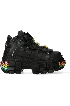 New Rock Platform Leather Ankle Boots-WALL106-S23 - - 6.5