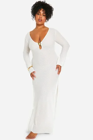 Boohoo Womens Plus Shell Trim Crinkle Beach Maxi Dress - - 28