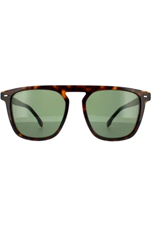HUGO BOSS Square Dark Havana Green Sunglasses - - One Size