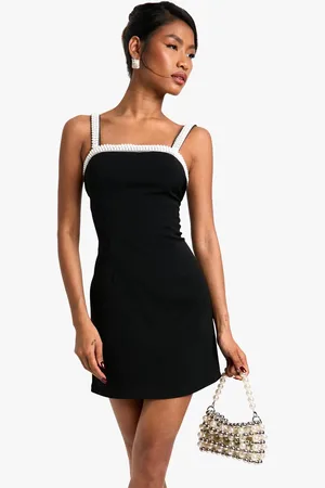 Boohoo Womens Neck Pearl Trim Detail Mini Dress - - 18