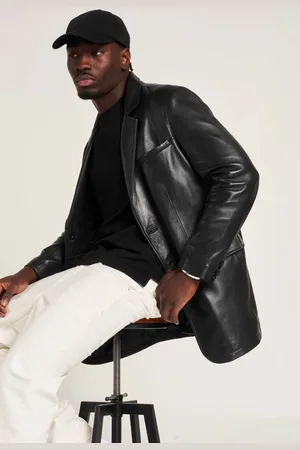 Barneys Originals Oversized Leather Blazer - - XXL