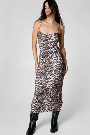 NASTY GAL Womens Leopard Print Strappy Midi Dress - - S