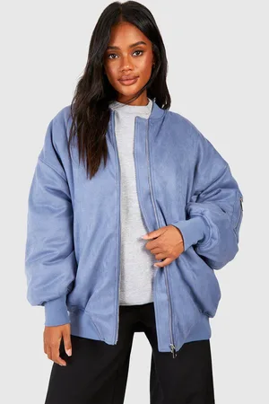 Boohoo Womens Oversized Faux Suede Bomber Jacket - - 14