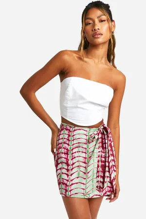 Boohoo Womens Tie Dye Wrap Mini Skirt - - 10
