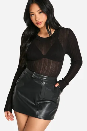 Boohoo Womens Petite Faux Leather Mini Skirt - - 14