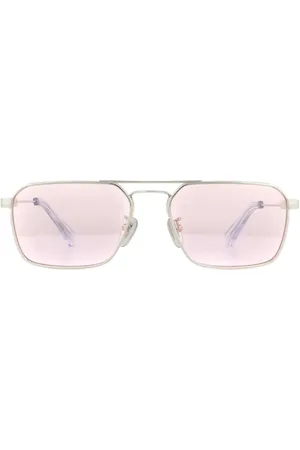 Police Rectangle Shiny Palladium Pink Sunglasses - - One Size