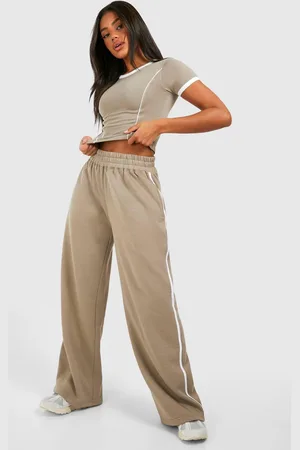 Boohoo Womens Piping Detail T-shirt And Straight Leg Jogger Set - - M